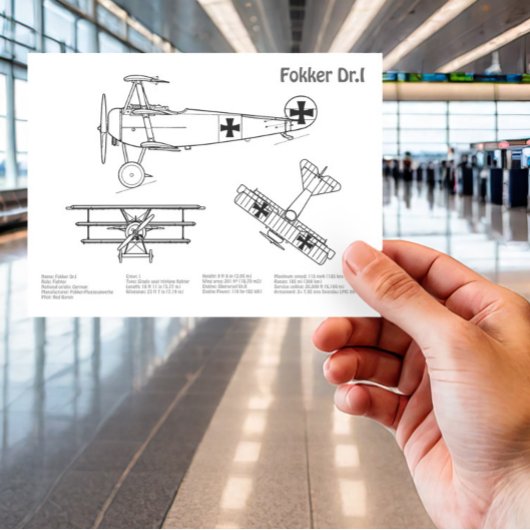 Carte Postale Red Baron Fokker Dr.1 - Plan d'avion BD