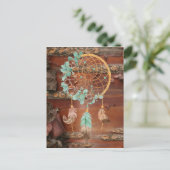 Carte Postale Red Birch Bark Dreamcatcher Brown et Turquoise (Debout devant)