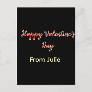 Carte Postale Red black happy Valentine's day from name stylish