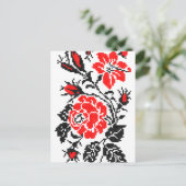 Carte Postale Red & Black Rose cross-stitch Russian Pattern (Debout devant)