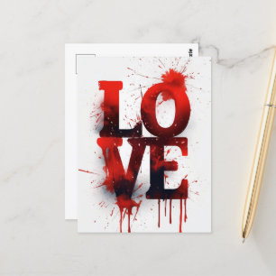 Carte Postale Red Blood Splatter LOVE Valentine
