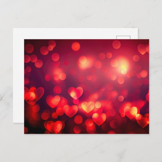 Carte Postale Red Bokeh Hearts (Devant / Derrière)