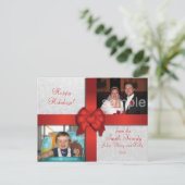 Carte postale Red Bow Custom Photo Holiday (Debout devant)