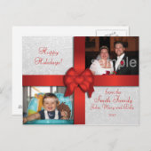 Carte postale Red Bow Custom Photo Holiday (Devant / Derrière)