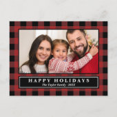 Carte Postale Red Buffalo Plaid Photo Holiday (Devant)