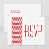 Carte postale Red Chevron Border RSVP (Devant / Derrière)