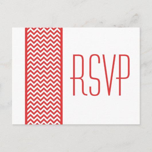 Carte postale Red Chevron Border RSVP (Devant)