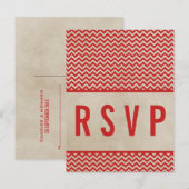 Carte postale Red Chic Chevron RSVP (Devant / Derrière)