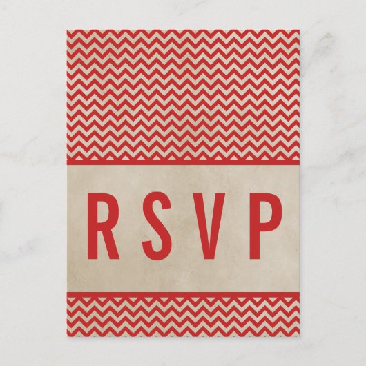 Carte postale Red Chic Chevron RSVP (Devant)