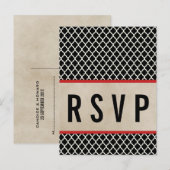 Carte postale Red Chic Quatrefoil RSVP (Devant / Derrière)