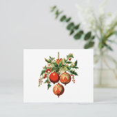 Carte Postale Red Christmas Baubles avec Holly Festive (Debout devant)