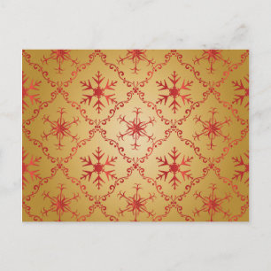 Carte Postale Red Christmas Stars on Gold