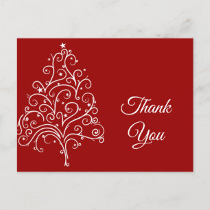 Carte Postale Red Christmas Tree Vacances hiver Merci