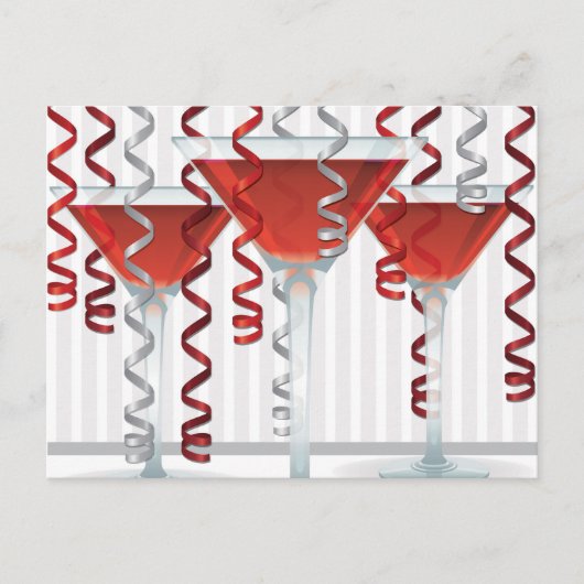 Carte Postale Red cocktail and ribbon (Devant)