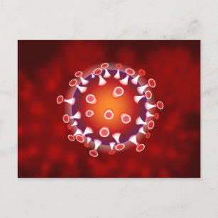 Carte Postale Red Corona Virus Covid Biologie