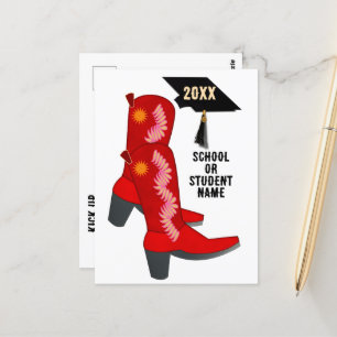 Carte Postale Red Cowboy Boots Graduation