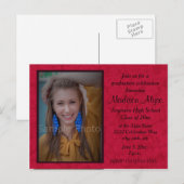 Carte Postale Red Custom Photo Graduation Celebration Invitation (Devant / Derrière)