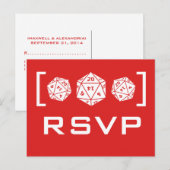 Carte postale Red D20 Dice Gamer RSVP (Devant / Derrière)