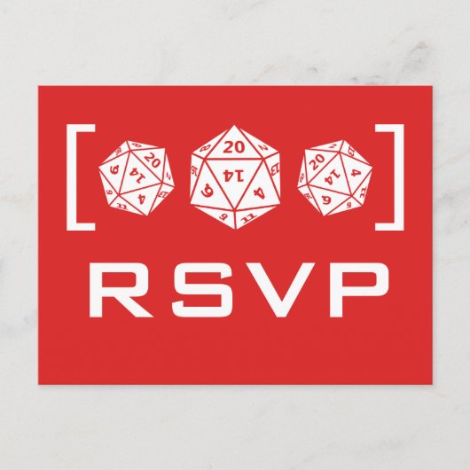 Carte postale Red D20 Dice Gamer RSVP (Devant)
