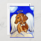 Carte Postale Red Dachshund Angel (Devant / Derrière)