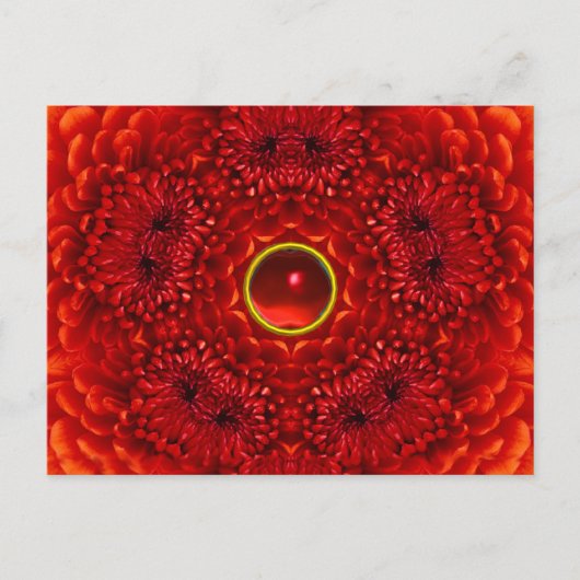 Carte Postale RED DAHLIA ET RUBY GEMSTONE Floral (Devant)