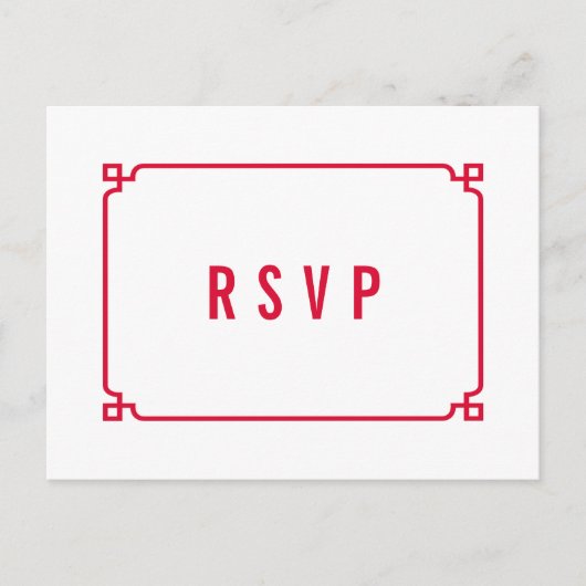 Carte postale Red Deco Chic Wedding RSVP (Devant)