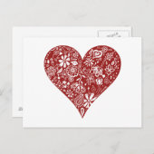 Carte Postale Red Doodle Heart (Devant / Derrière)