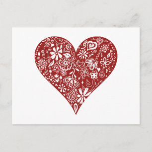 Carte Postale Red Doodle Heart
