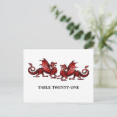 Carte Postale Red Elegant Dragons Table Number (Debout devant)