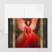 Carte Postale Red Fairy Femme Imaginaire Art (Devant / Derrière)