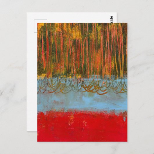 Carte postale Red Forest - Peinture d'art (Devant / Derrière)