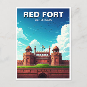 Carte Postale Red Fort Dehli Inde Travel Souvenir