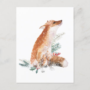 Carte Postale Red Fox Christmas Winter Woodland Scène