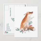 Carte Postale Red Fox Christmas Winter Woodland Scène (Devant / Derrière)