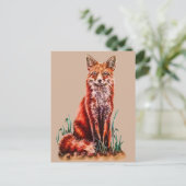 Carte Postale Red Fox Dessin Animal Art Crayon Sketch Foxy (Debout devant)