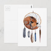 Carte Postale Red Fox dormant sur Dreamcatcher (Devant / Derrière)
