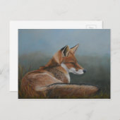 Carte postale Red Fox Lay Low Animal Art (Devant / Derrière)