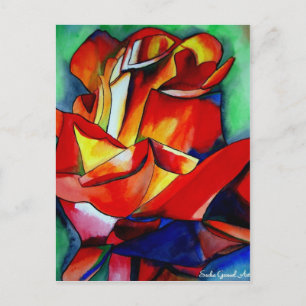 Carte Postale Red France Libre rose aquarelle art