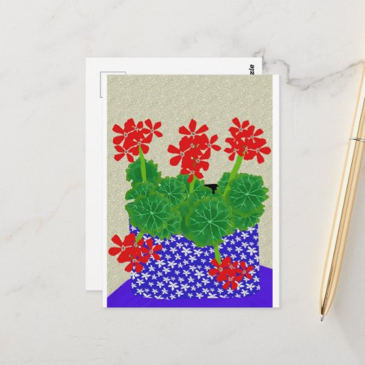 Carte postale Red Geranium (Devant/Arrière en situation)