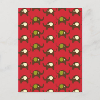 Carte Postale Red good éléphants motif print