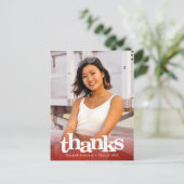 Carte Postale Red graduation photo audacieuse typographie merci (Debout devant)