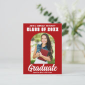 Carte Postale Red Graduation Photo Modern Bold Graduation (Debout devant)
