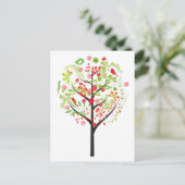 Carte postale Red green tree and cute birds (Debout devant)