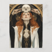 Carte Postale Red haired Goddess Woman With a Skull (Devant)