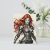 Carte Postale Red haired warrior woman  (Debout devant)