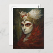 Carte Postale Red Haired Woman Feather Crown (Devant / Derrière)