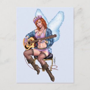 Carte Postale Red head Guitar Jouer Angel par Al Rio