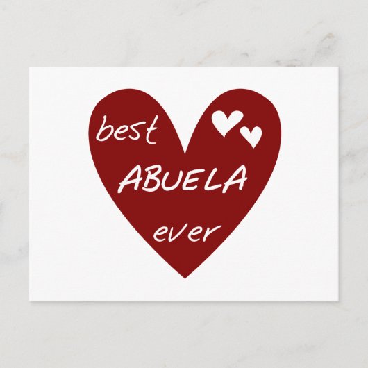 Carte Postale Red Heart Best Abuela Ever T-shirts et cadeaux (Devant)