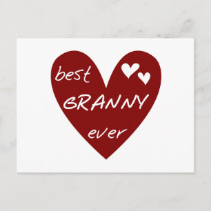 Carte Postale Red Heart Best Granny Ever Tshirts et cadeaux
