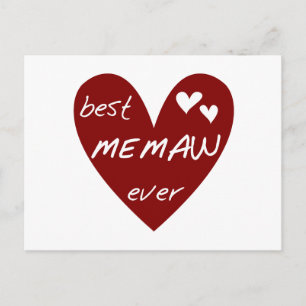 Carte Postale Red Heart Best Memaw Ever T-shirts et cadeaux